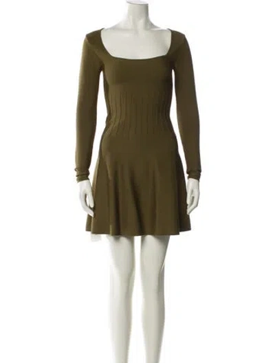 Pre-owned Staud Square Neckline Mini Dress In Green
