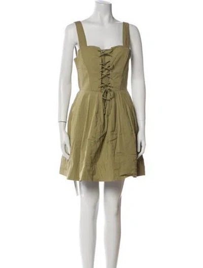 Pre-owned Staud Square Neckline Mini Dress In Green