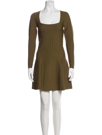 Pre-owned Staud Square Neckline Mini Dress In Green