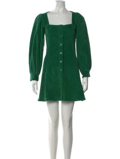 Pre-owned Staud Square Neckline Mini Dress In Green