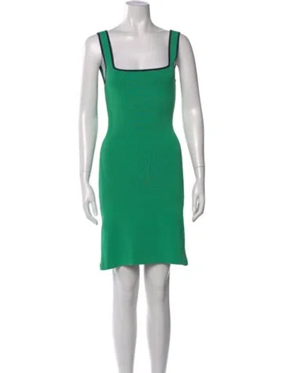 Pre-owned Staud Square Neckline Mini Dress In Green