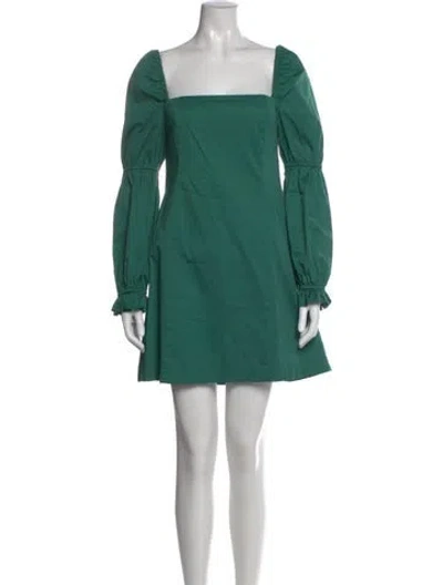 Pre-owned Staud Square Neckline Mini Dress In Green