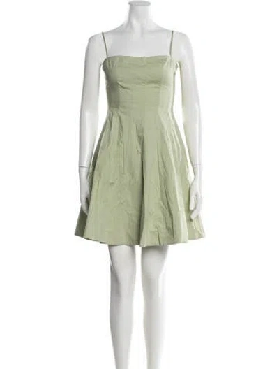 Pre-owned Staud Square Neckline Mini Dress In Green