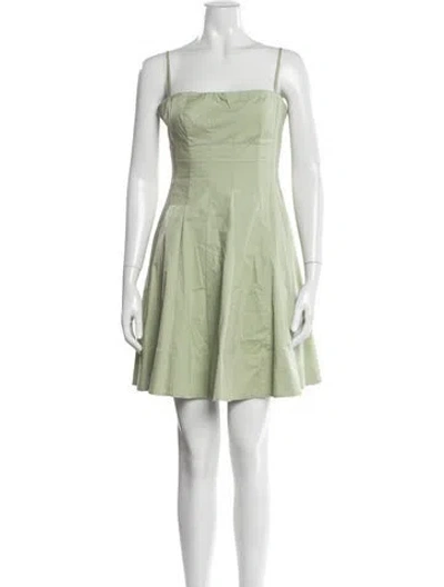 Pre-owned Staud Square Neckline Mini Dress In Green