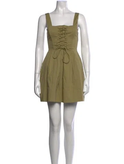 Pre-owned Staud Square Neckline Mini Dress In Green