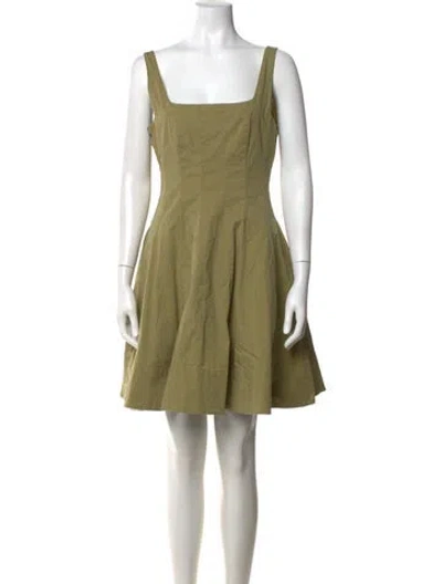 Pre-owned Staud Square Neckline Mini Dress In Green