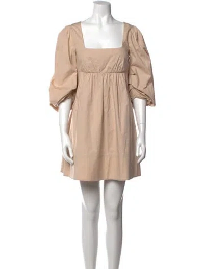Pre-owned Staud Square Neckline Mini Dress In Neutral