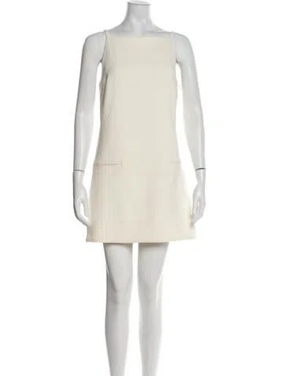Pre-owned Staud Square Neckline Mini Dress In Neutral