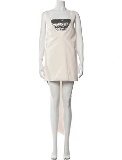 Pre-owned Staud Square Neckline Mini Dress In Neutral