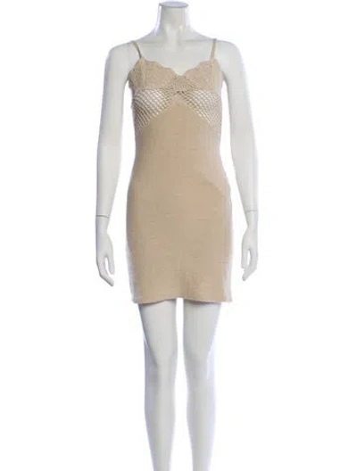 Pre-owned Staud Square Neckline Mini Dress In Neutral