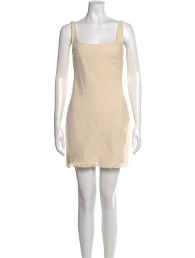 Pre-owned Staud Square Neckline Mini Dress In Neutral