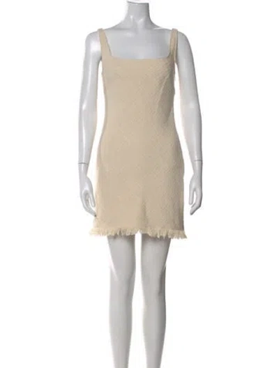 Pre-owned Staud Square Neckline Mini Dress In Neutral
