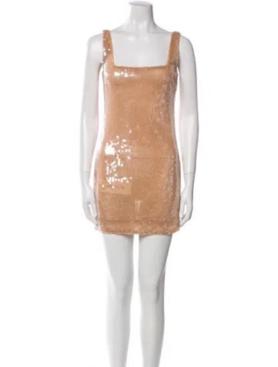Pre-owned Staud Square Neckline Mini Dress In Neutral