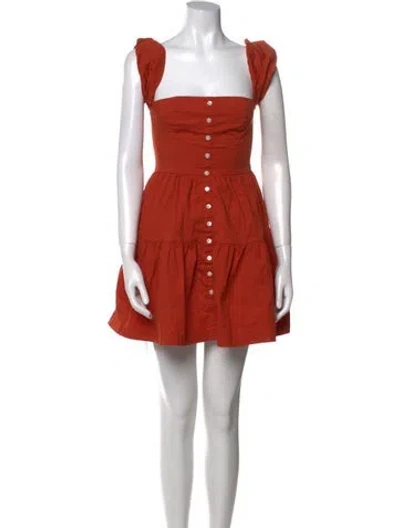 Pre-owned Staud Square Neckline Mini Dress In Orange