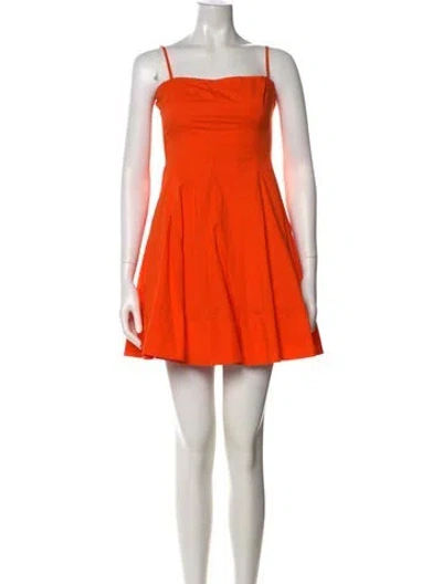 Pre-owned Staud Square Neckline Mini Dress In Orange