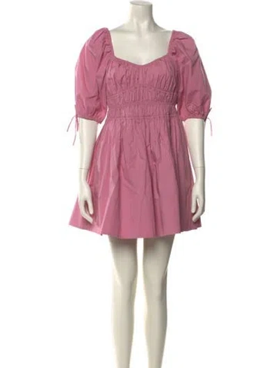 Pre-owned Staud Square Neckline Mini Dress In Pink