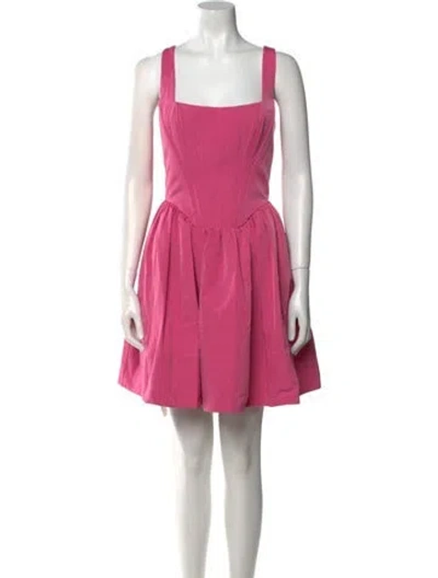Pre-owned Staud Square Neckline Mini Dress In Pink
