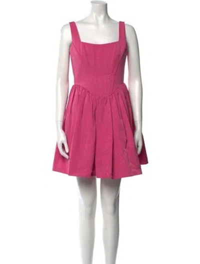 Pre-owned Staud Square Neckline Mini Dress In Pink