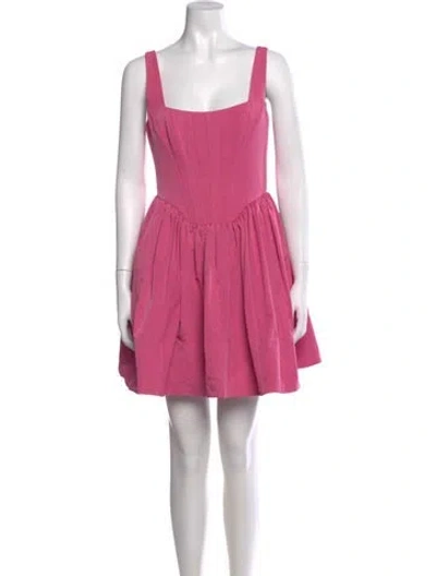Pre-owned Staud Square Neckline Mini Dress In Pink