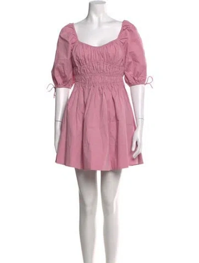 Pre-owned Staud Square Neckline Mini Dress In Pink