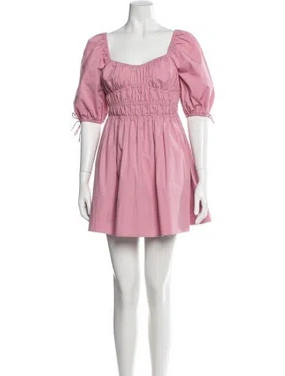 Pre-owned Staud Square Neckline Mini Dress In Pink