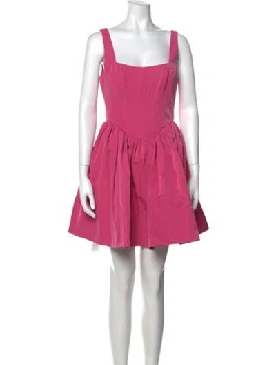 Pre-owned Staud Square Neckline Mini Dress In Pink