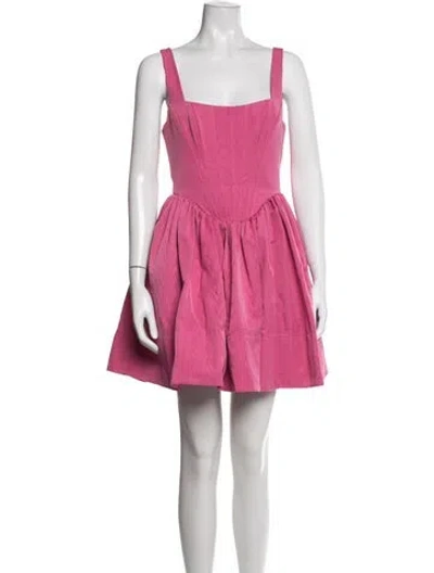 Pre-owned Staud Square Neckline Mini Dress In Pink