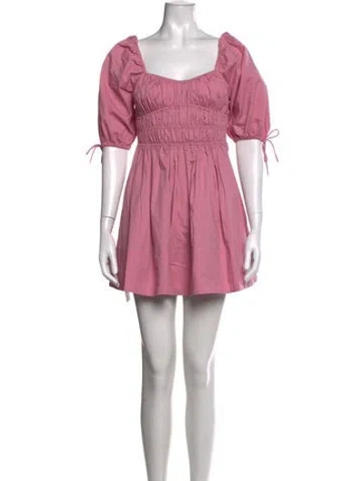 Pre-owned Staud Square Neckline Mini Dress In Pink