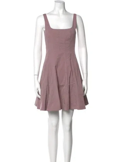 Pre-owned Staud Square Neckline Mini Dress In Purple