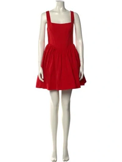 Pre-owned Staud Square Neckline Mini Dress In Red