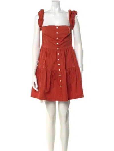 Pre-owned Staud Square Neckline Mini Dress In Red