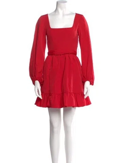 Pre-owned Staud Square Neckline Mini Dress In Red