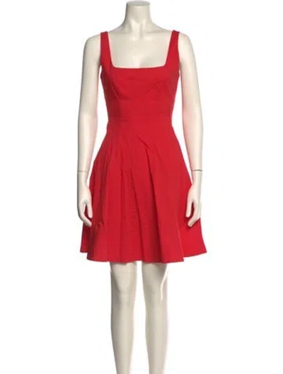 Pre-owned Staud Square Neckline Mini Dress In Red