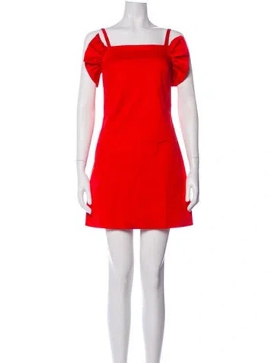 Pre-owned Staud Square Neckline Mini Dress In Red