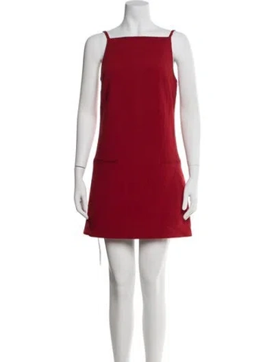 Pre-owned Staud Square Neckline Mini Dress In Red