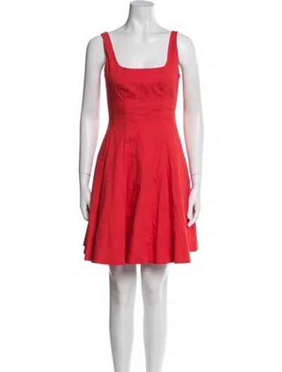 Pre-owned Staud Square Neckline Mini Dress In Red
