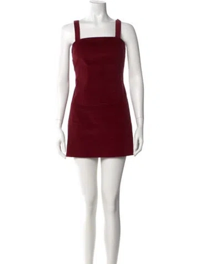 Pre-owned Staud Square Neckline Mini Dress In Red