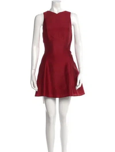 Pre-owned Staud Square Neckline Mini Dress In Red
