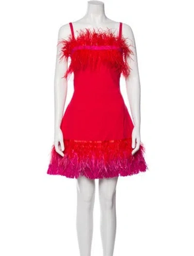 Pre-owned Staud Square Neckline Mini Dress In Red