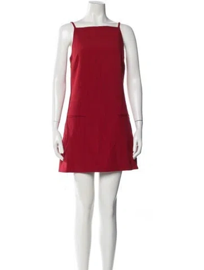 Pre-owned Staud Square Neckline Mini Dress In Red