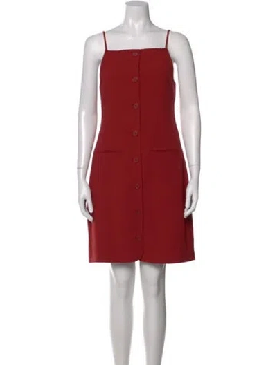 Pre-owned Staud Square Neckline Mini Dress In Red