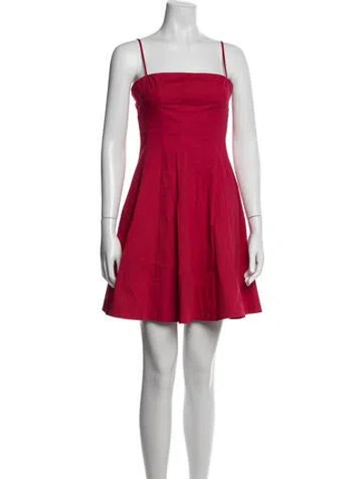 Pre-owned Staud Square Neckline Mini Dress In Red