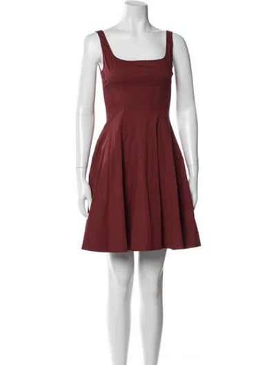 Pre-owned Staud Square Neckline Mini Dress In Red