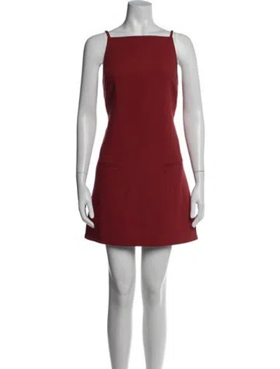 Pre-owned Staud Square Neckline Mini Dress In Red