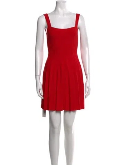 Pre-owned Staud Square Neckline Mini Dress In Red