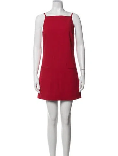 Pre-owned Staud Square Neckline Mini Dress In Red