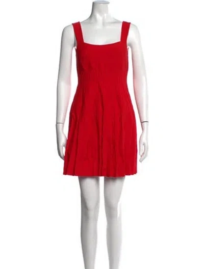 Pre-owned Staud Square Neckline Mini Dress In Red