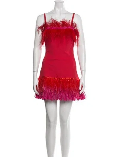 Pre-owned Staud Square Neckline Mini Dress In Red
