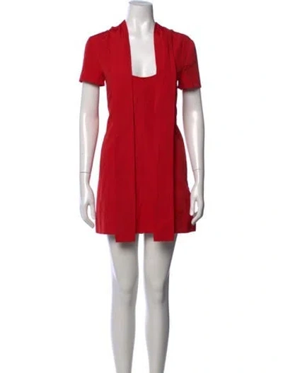 Pre-owned Staud Square Neckline Mini Dress In Red