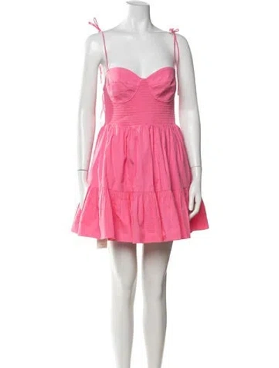 Pre-owned Staud Square Neckline Mini Dress In Red